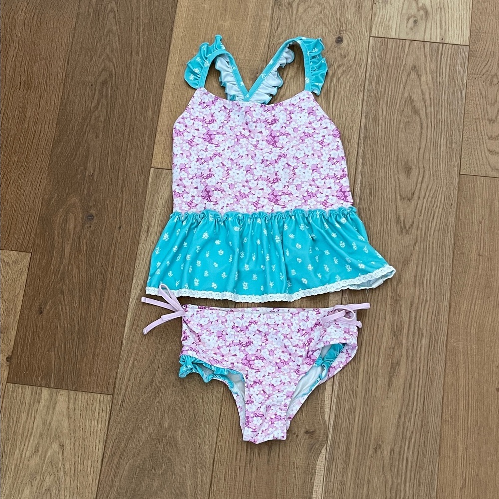 SweetHoney Floral Kids Bikini - Pink and Blue